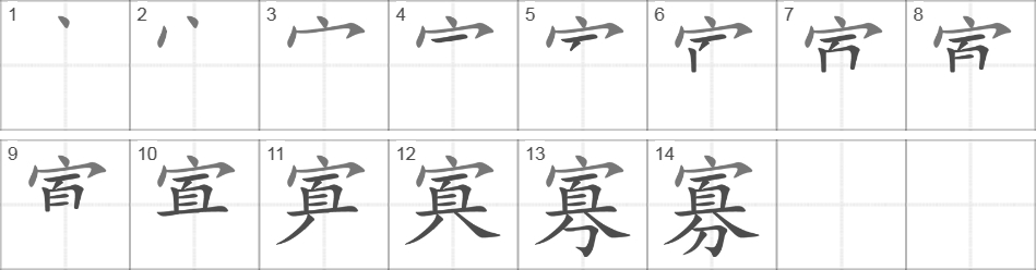 Написание иероглифа 寡