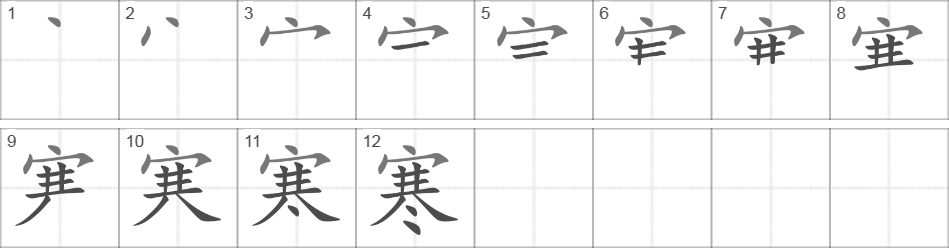 Написание иероглифа 寒