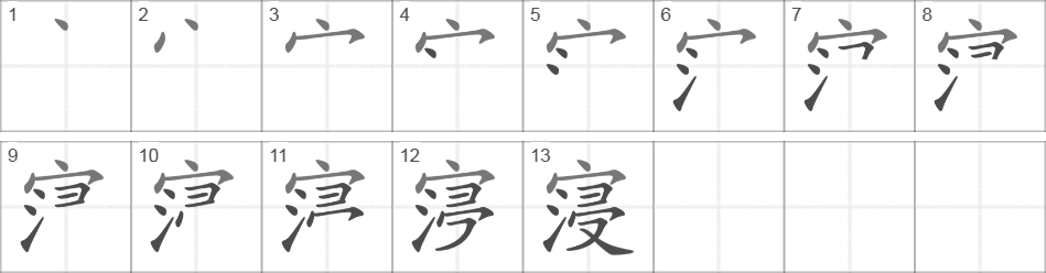 Написание иероглифа 寖