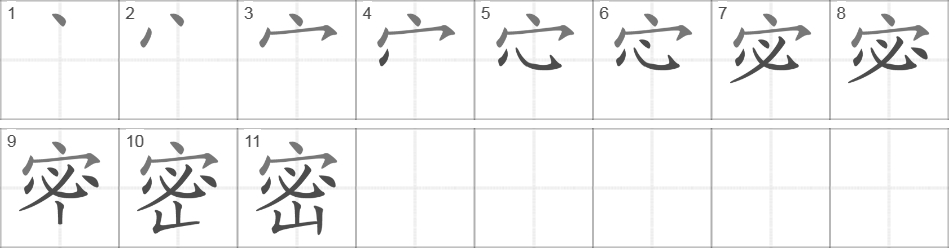 Написание иероглифа 密