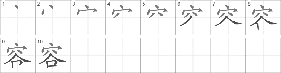 Написание иероглифа 容