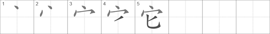 Написание иероглифа 它