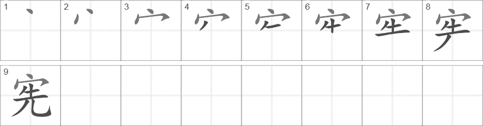 Написание иероглифа 宪