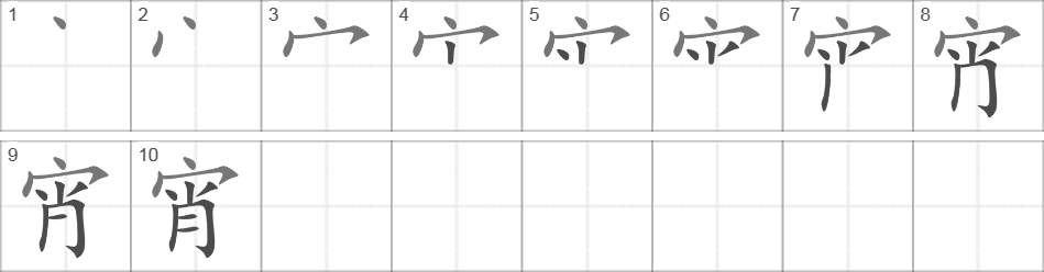 Написание иероглифа 宵