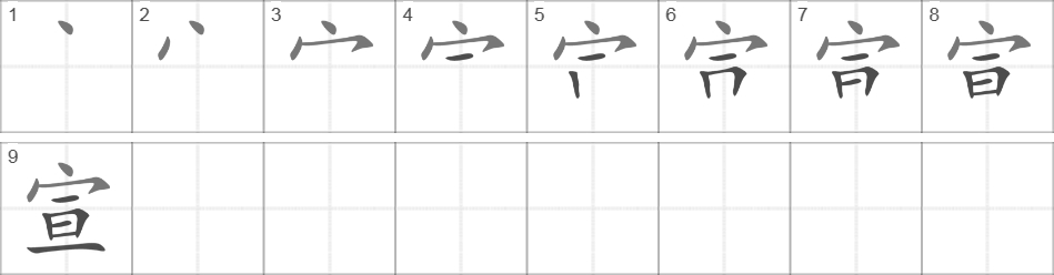 Написание иероглифа 宣