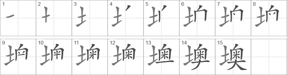 Написание иероглифа 墺