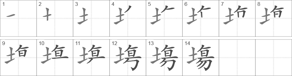 Написание иероглифа 塲