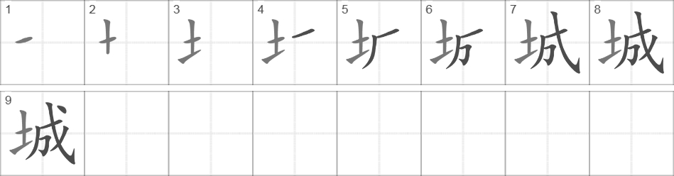 Написание иероглифа 城