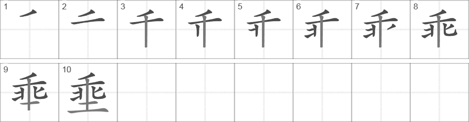 Написание иероглифа 埀