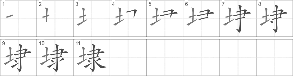 Написание иероглифа 埭