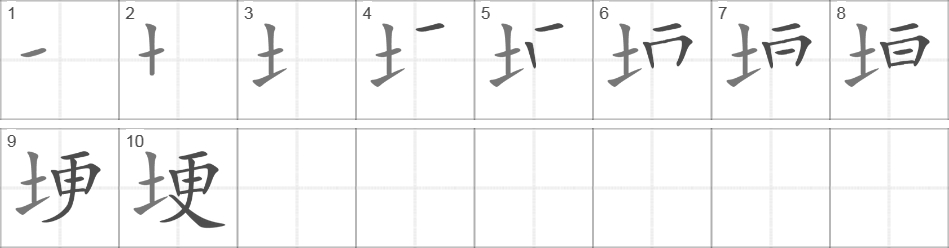 Написание иероглифа 埂