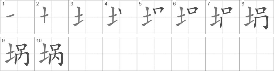 Написание иероглифа 埚