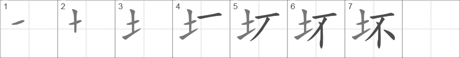 Написание иероглифа 坏