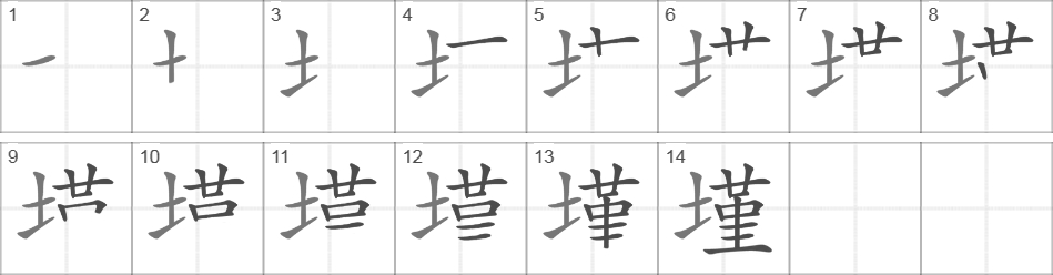 Написание иероглифа 墐