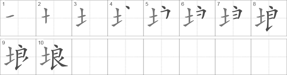 Написание иероглифа 埌