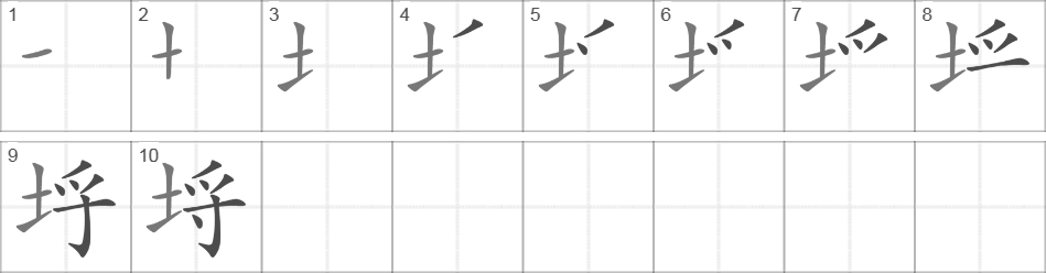 Написание иероглифа 埒