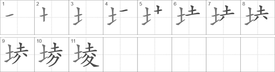 Написание иероглифа 堎