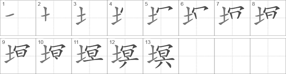 Написание иероглифа 塓