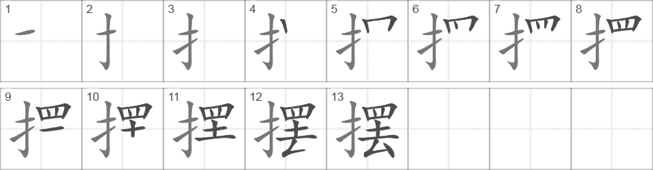 Написание иероглифа 摆