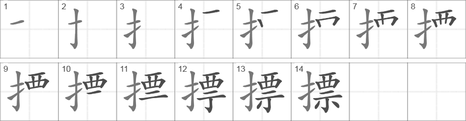 Написание иероглифа 摽