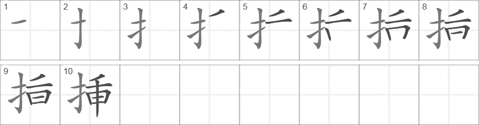 Написание иероглифа 挿