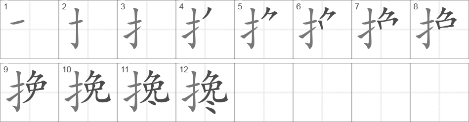 Написание иероглифа 搀