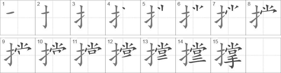 Написание иероглифа 撑