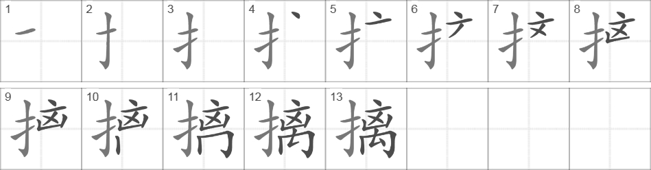 Написание иероглифа 摛