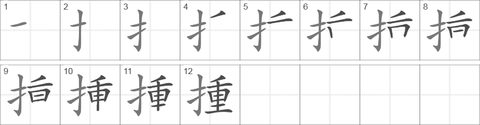 Написание иероглифа 揰