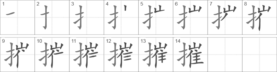 Написание иероглифа 摧