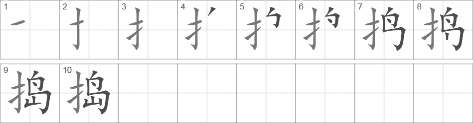 Написание иероглифа 捣