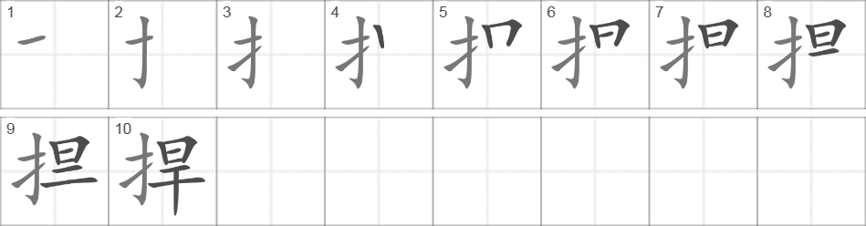 Написание иероглифа 捍