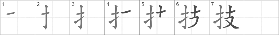 Написание иероглифа 技