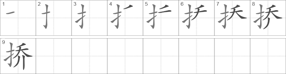 Написание иероглифа 挢