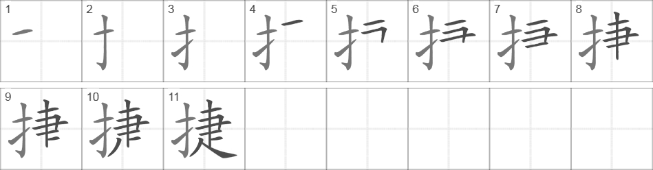 Написание иероглифа 捷