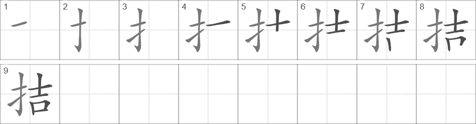 Написание иероглифа 拮