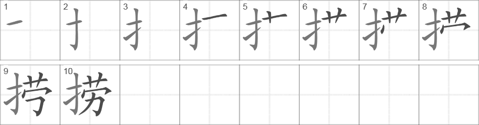 Написание иероглифа 捞