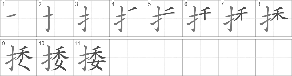 Написание иероглифа 捼