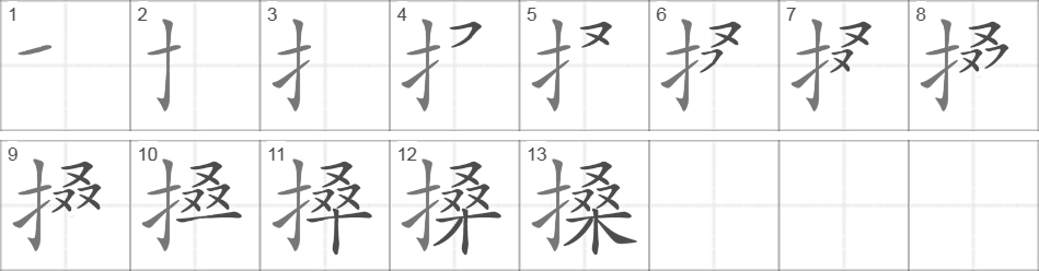 Написание иероглифа 搡