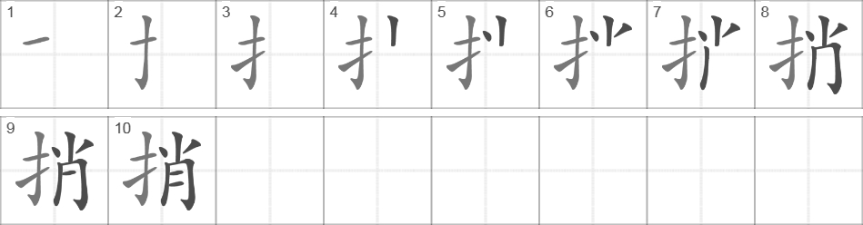 Написание иероглифа 捎