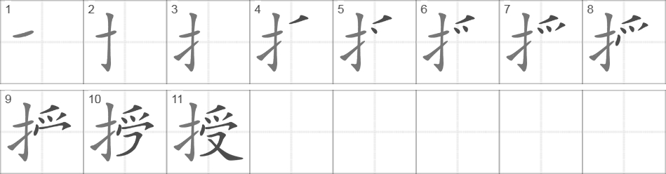 Написание иероглифа 授