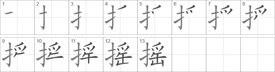 Написание иероглифа 摇