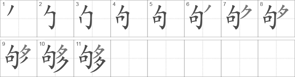 Написание иероглифа 够