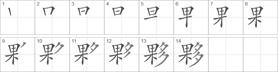 Написание иероглифа 夥