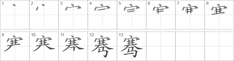 Написание иероглифа 骞