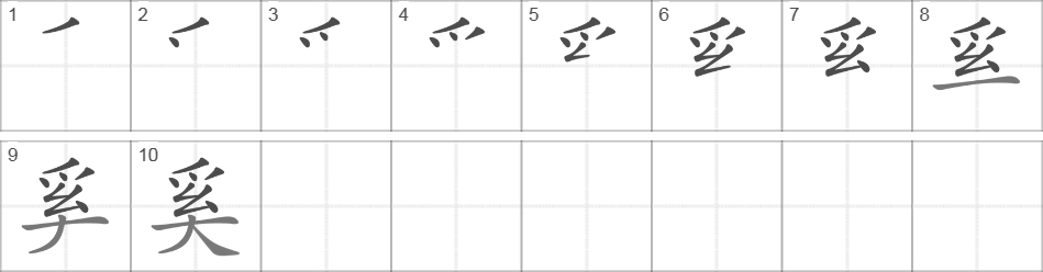 Написание иероглифа 奚