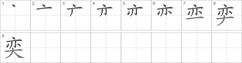 Написание иероглифа 奕