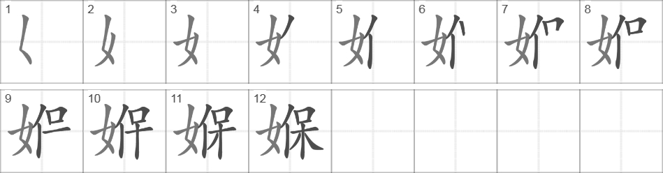 Написание иероглифа 媬