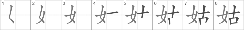 Написание иероглифа 姑