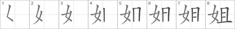 Написание иероглифа 姐